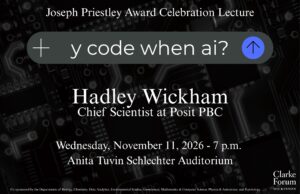 Poster to advertise Hadley Wickhard's lecture